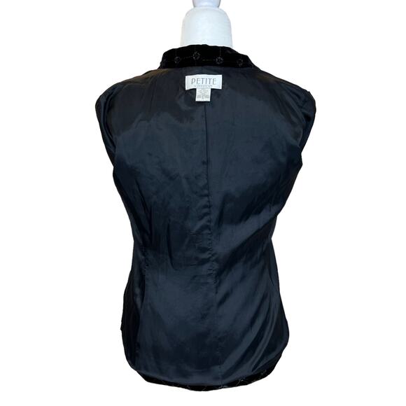 Vintage 90s Petite Sophisticate Black Velvet Quilted Blazer Jacket Womens Sz 4P - Picture 12 of 14